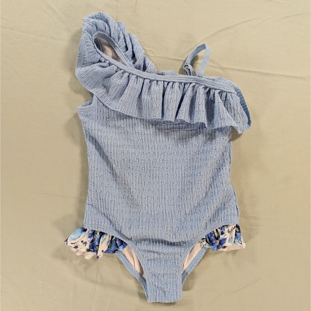 PatPat Girls Swim Suit Blue Ruffle 4-5 Years